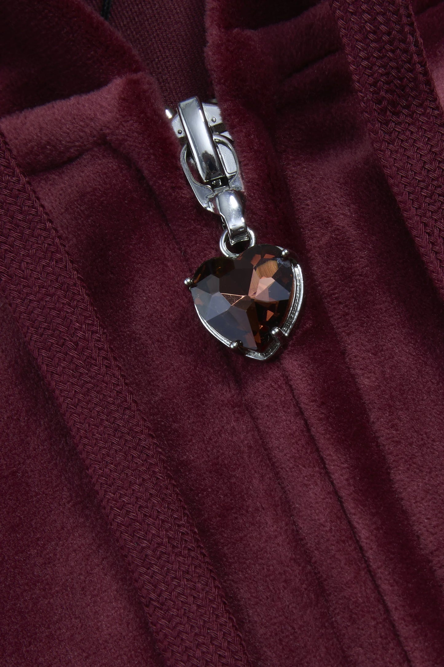 Felpa Con Cappuccio Bordeaux In Velluto Con Diamanti Juicy Couture