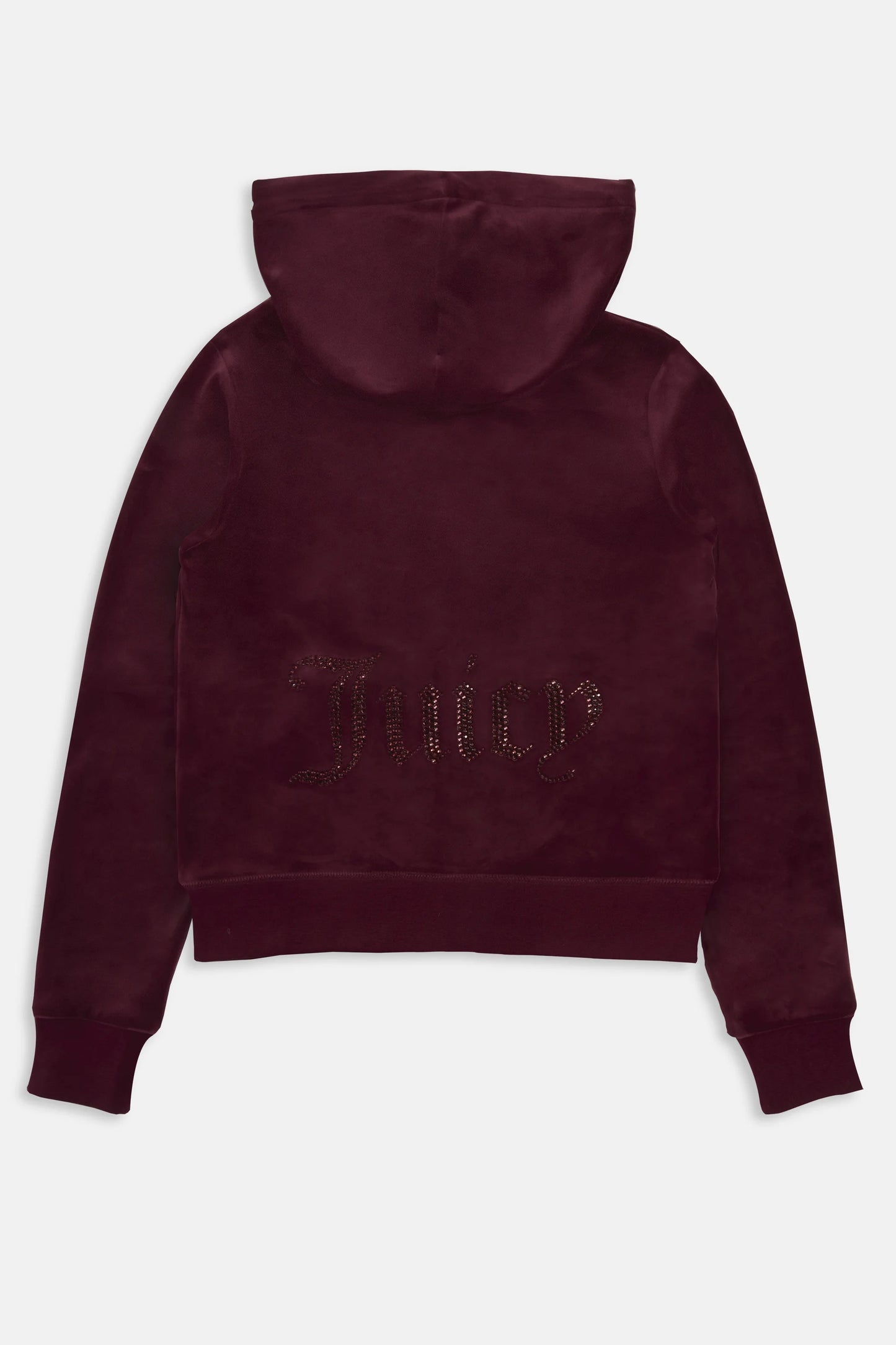 Felpa Con Cappuccio Bordeaux In Velluto Con Diamanti Juicy Couture