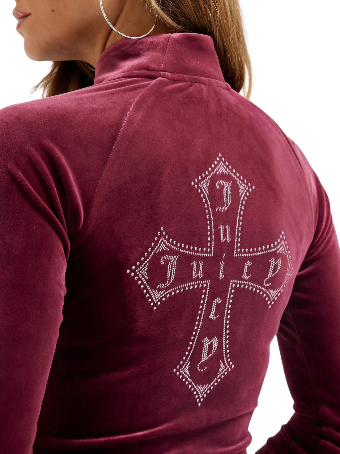 Felpa Crop Bordeaux Con Croce Juicy Couture