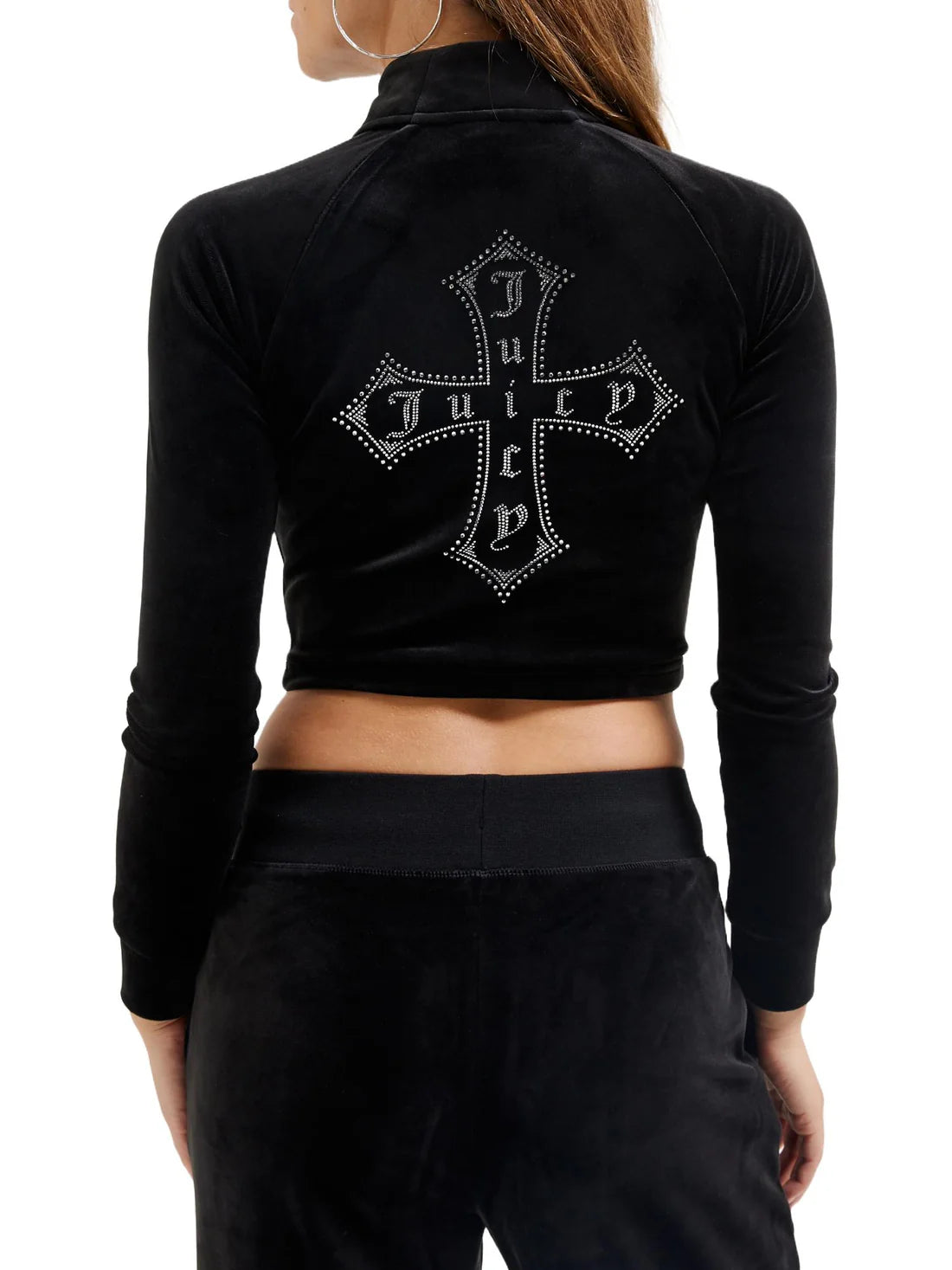 Felpa Crop Nera Con Croce Juicy Couture