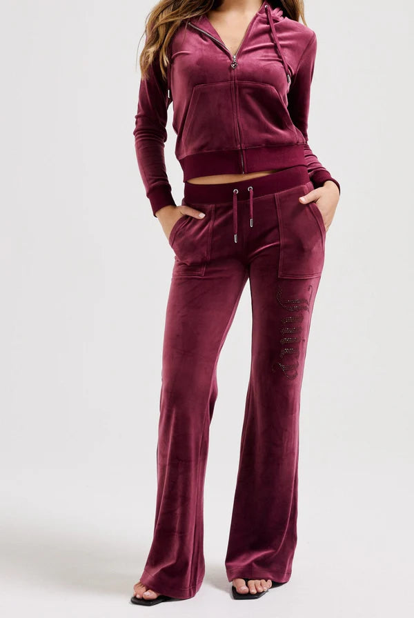 Pantalone Da Tuta In Velluto Con Diamanti Preziosi Juicy Couture