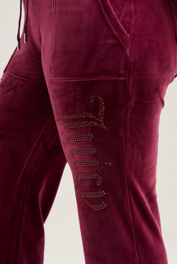 Pantalone Da Tuta In Velluto Con Diamanti Preziosi Juicy Couture
