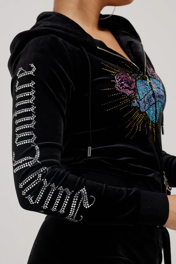 Felpa Con Cappuccio In Velluto Con Cuore Sacro Juicy Couture