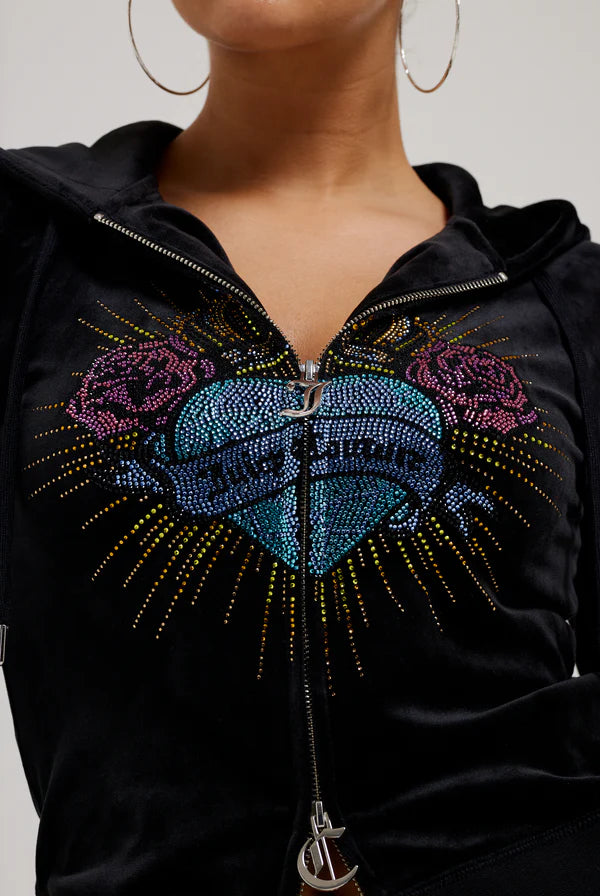Felpa Con Cappuccio In Velluto Con Cuore Sacro Juicy Couture