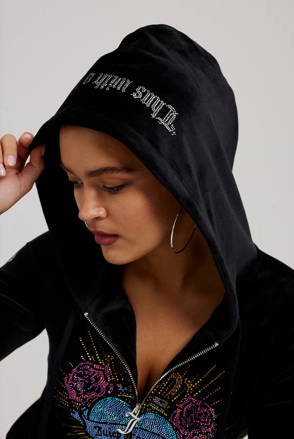 Felpa Con Cappuccio In Velluto Con Cuore Sacro Juicy Couture