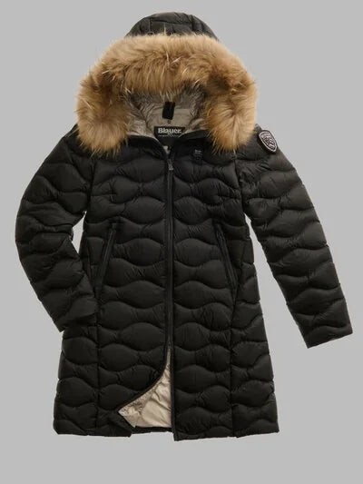 BLAUER PIUMINO LUNGO AD ONDE CON PELLICCIA LYNEL