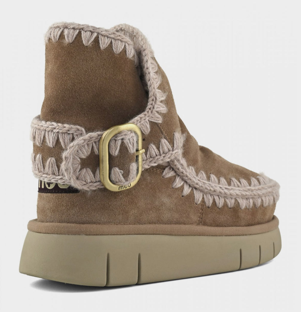 Mou Bounce Boot Buckle Strap Pink Brownn