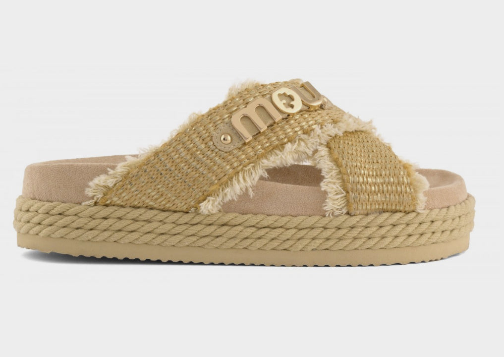 Criss-Cross Sandal Raffia Metal Mou