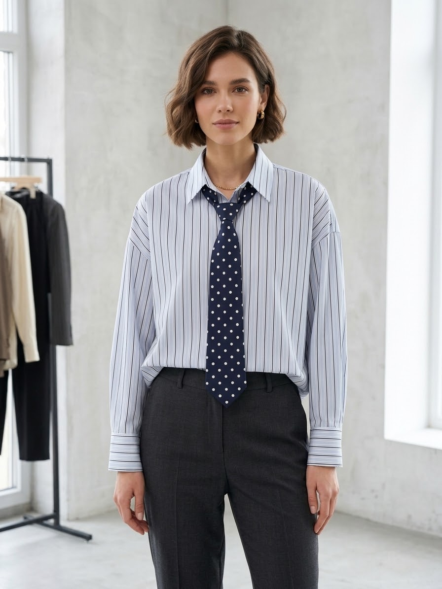 Camicia oversize azzurra a righe You Decide