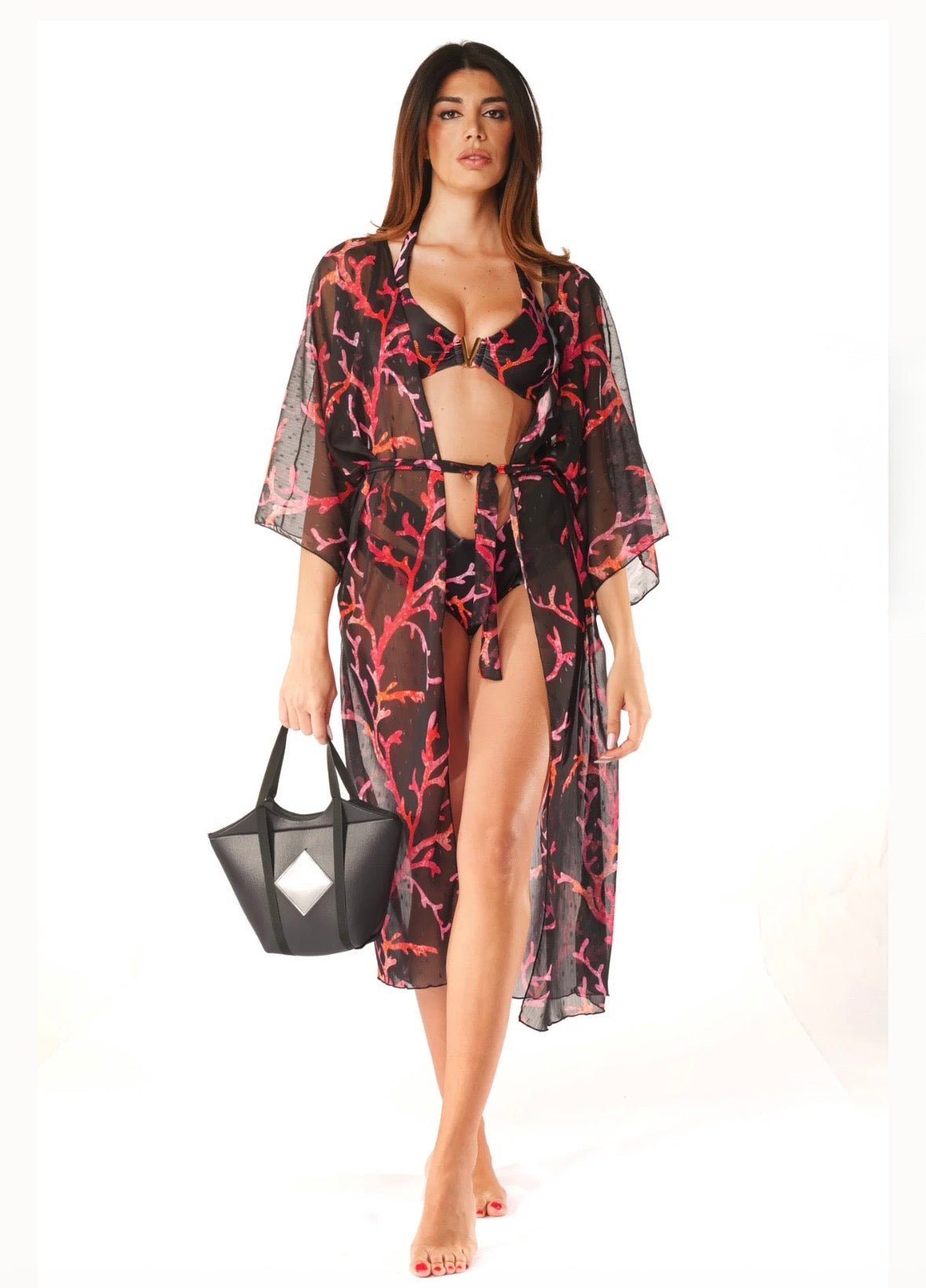 Kimono lungo coral bay Acqua di cocco