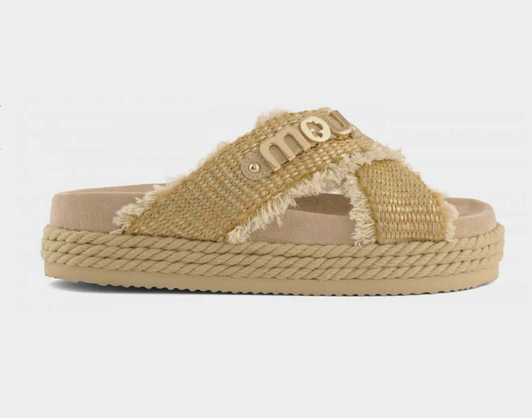 Criss-Cross Sandal Raffia Metal Mou