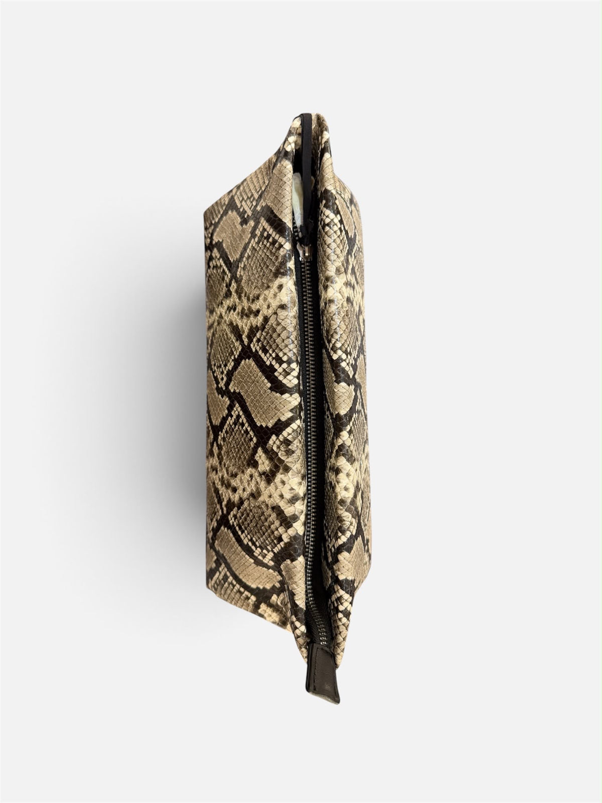 Pochette effetto pitone beige e nera Vicolo