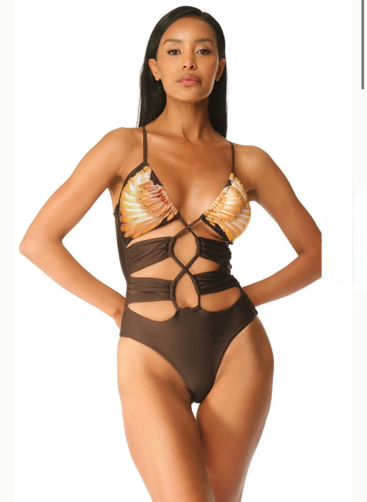 Bikini intero incrociato Borchie liberty fly Acqua di Cocco
