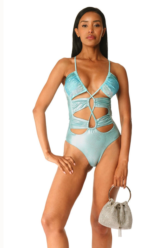 Intero incrociato strass Ibiza Blue Acqua di cocco