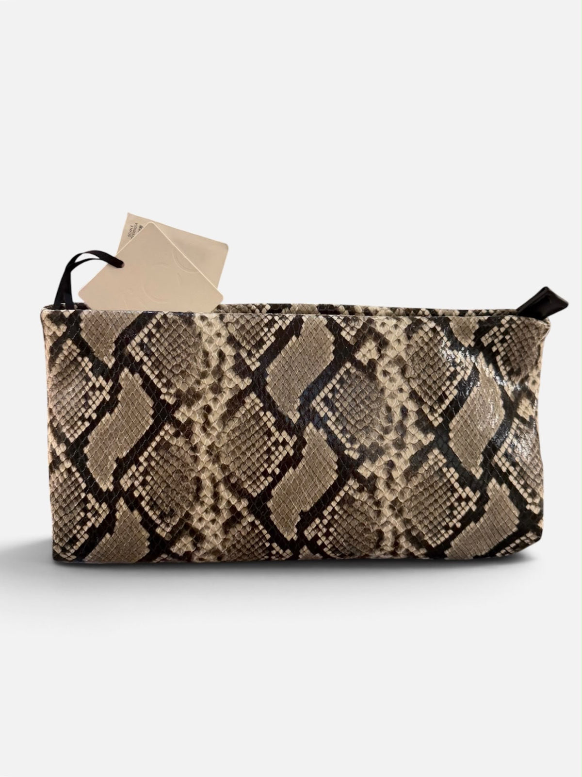Pochette effetto pitone beige e nera Vicolo