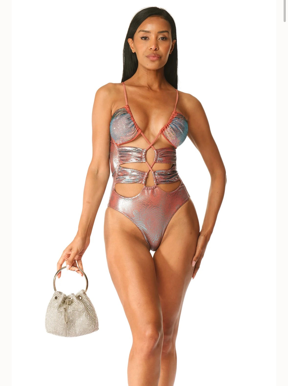 Bikini intero incrociato strass boutique Acqua di cocco