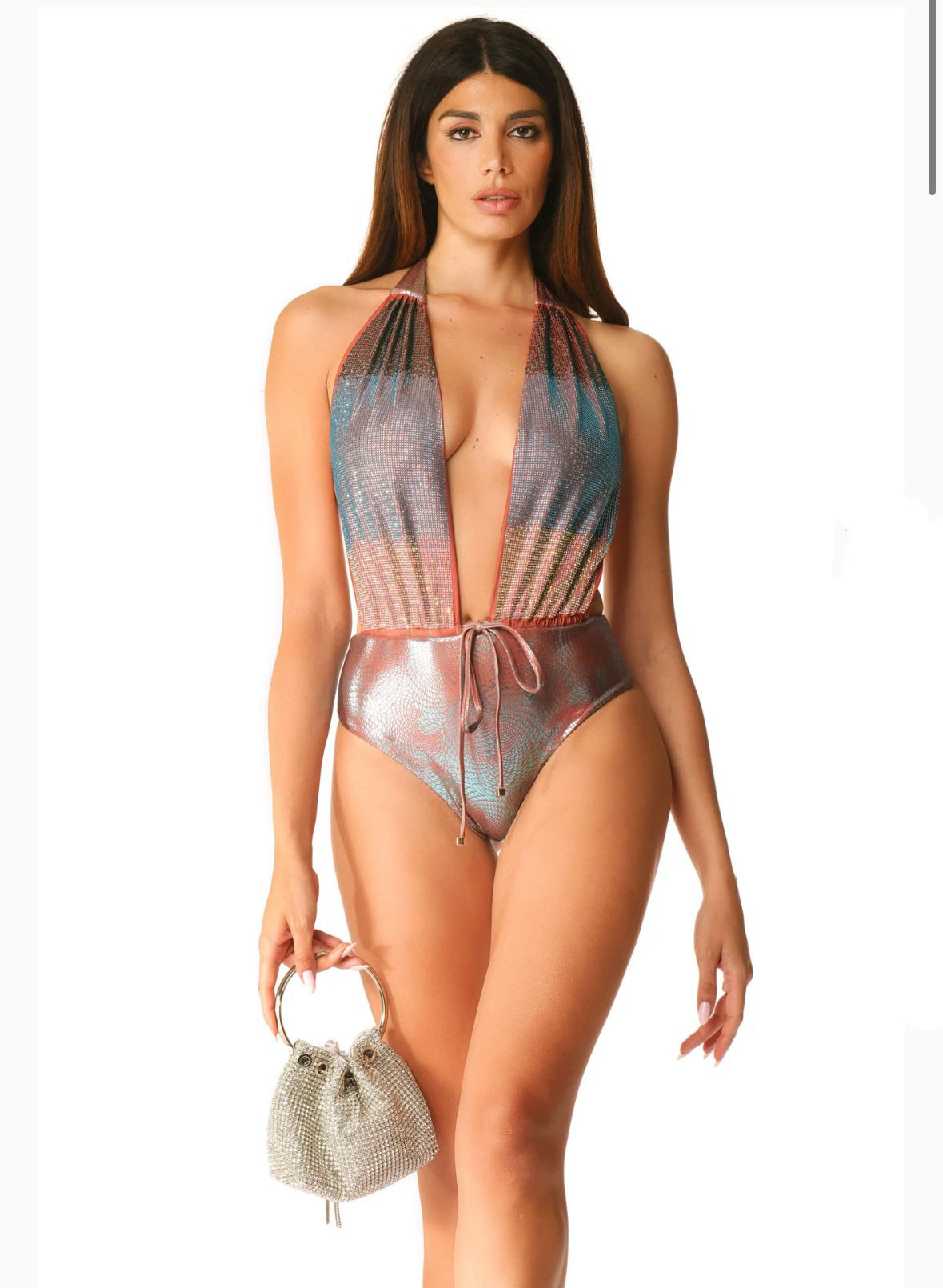 Bikini intero fascioni strass Acqua di cocco