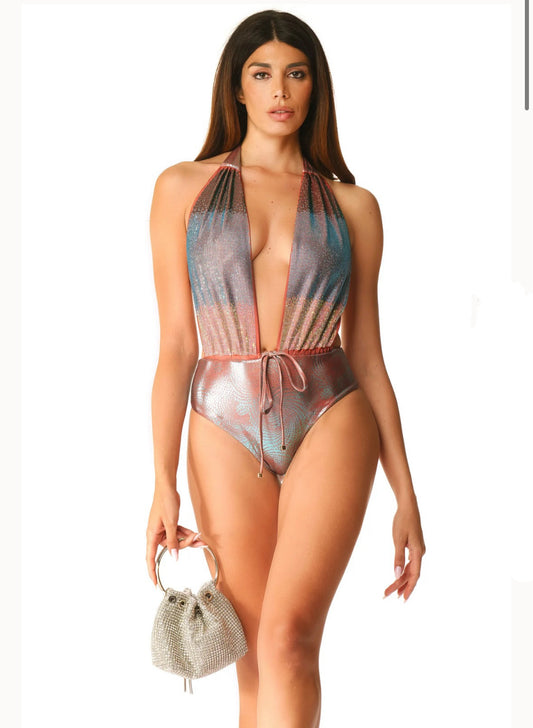 Bikini intero fascioni strass Acqua di cocco