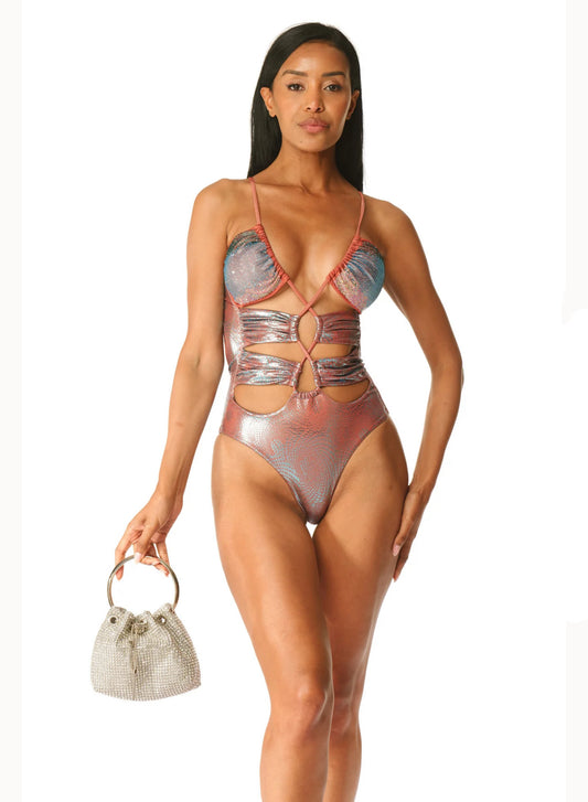 Costume intero incrociato con strass Acqua di Cocco