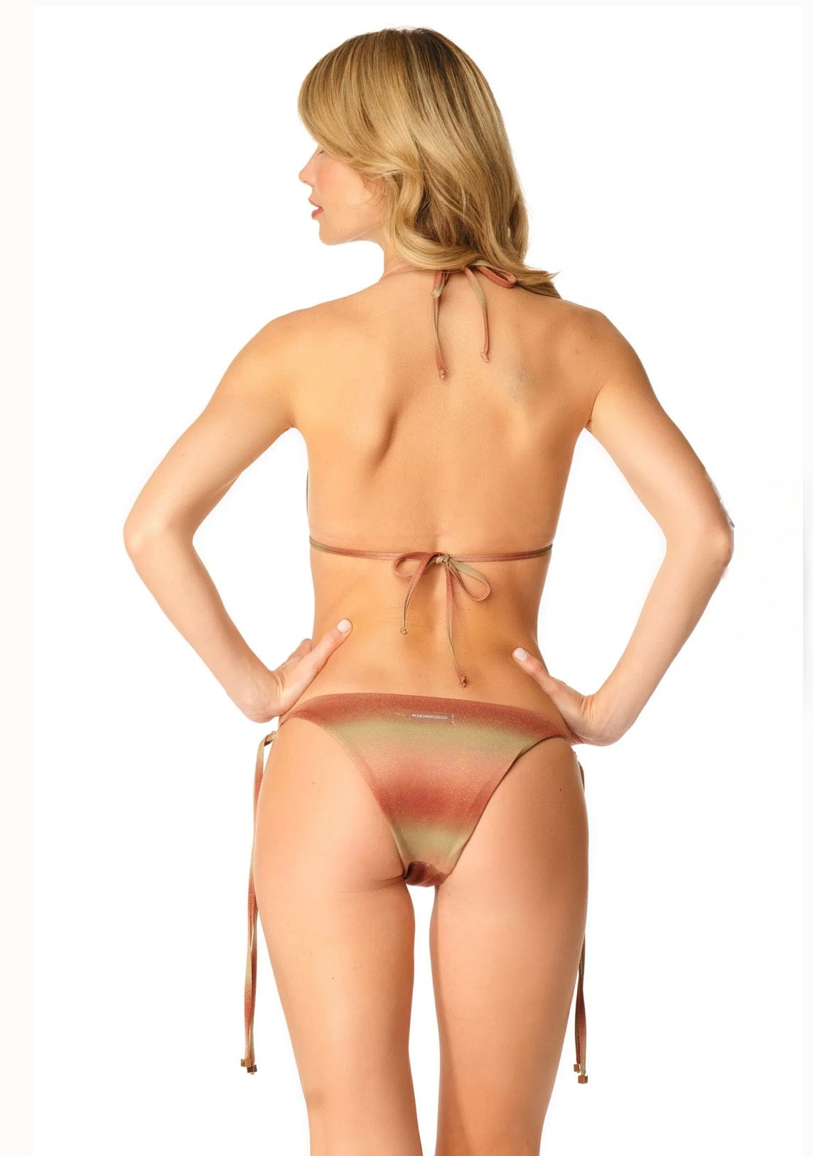 Bikini triangolo ciondolo oro lurex sfumato