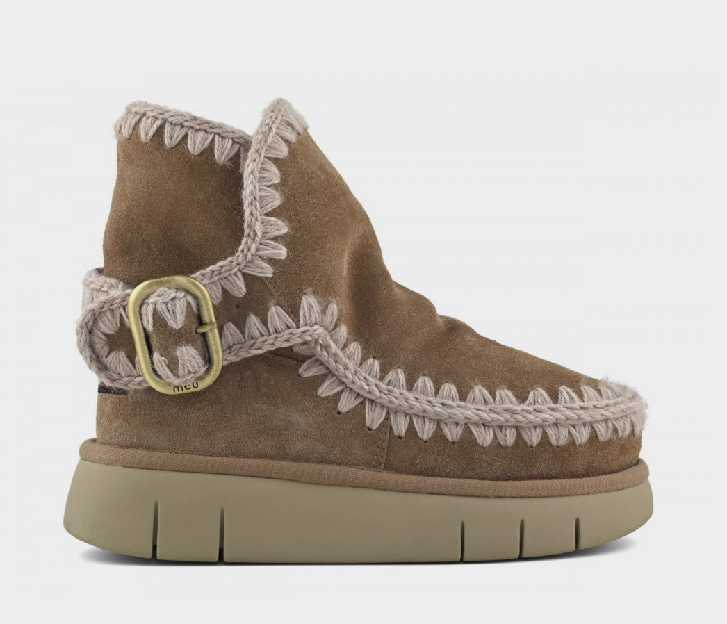 Mou Bounce Boot Buckle Strap Pink Brownn