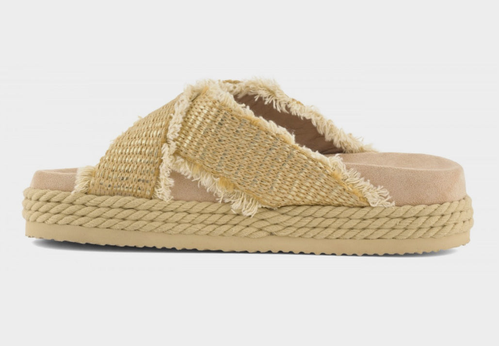 Criss-Cross Sandal Raffia Metal Mou