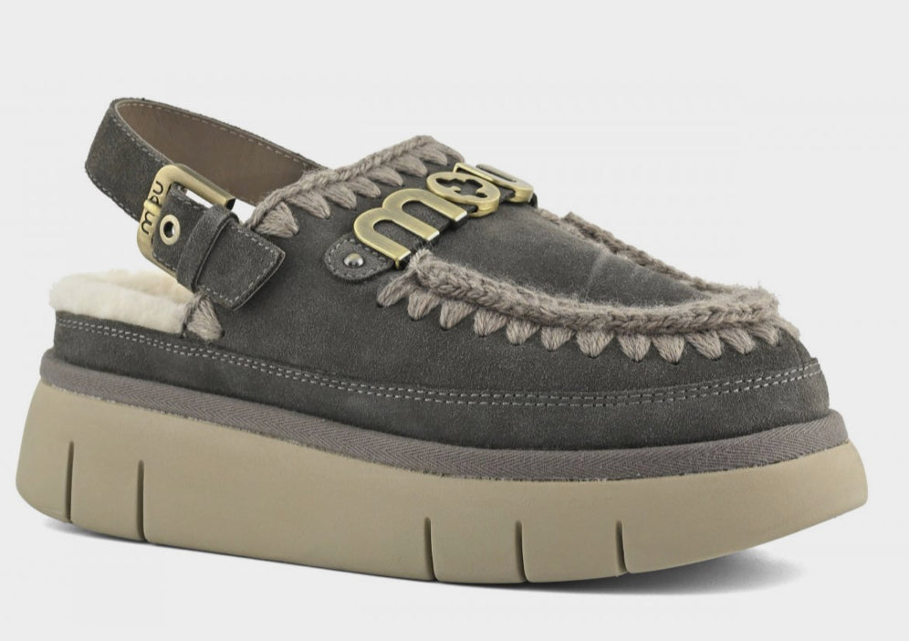 Mou Bounce Clog Back Strap Charcoal