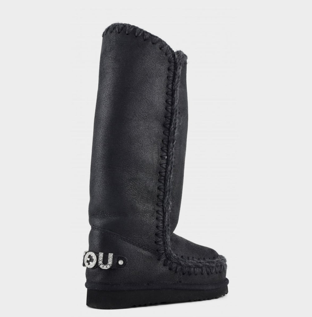 Mou Eskimo 40 Rhinestones Logo Cracked Black