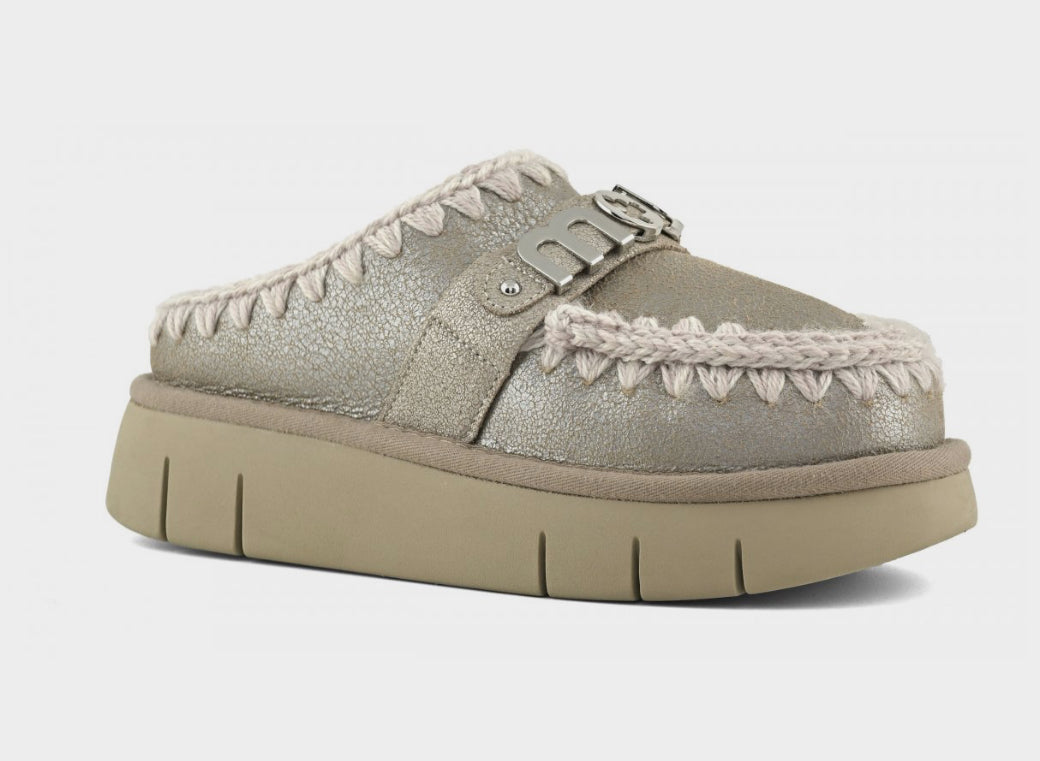 Mou Bounce Clog Special Leather Stone Metalic