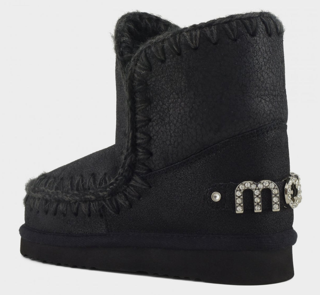 Mou Eskimo 18 Rhinestones Logo Cracked Black