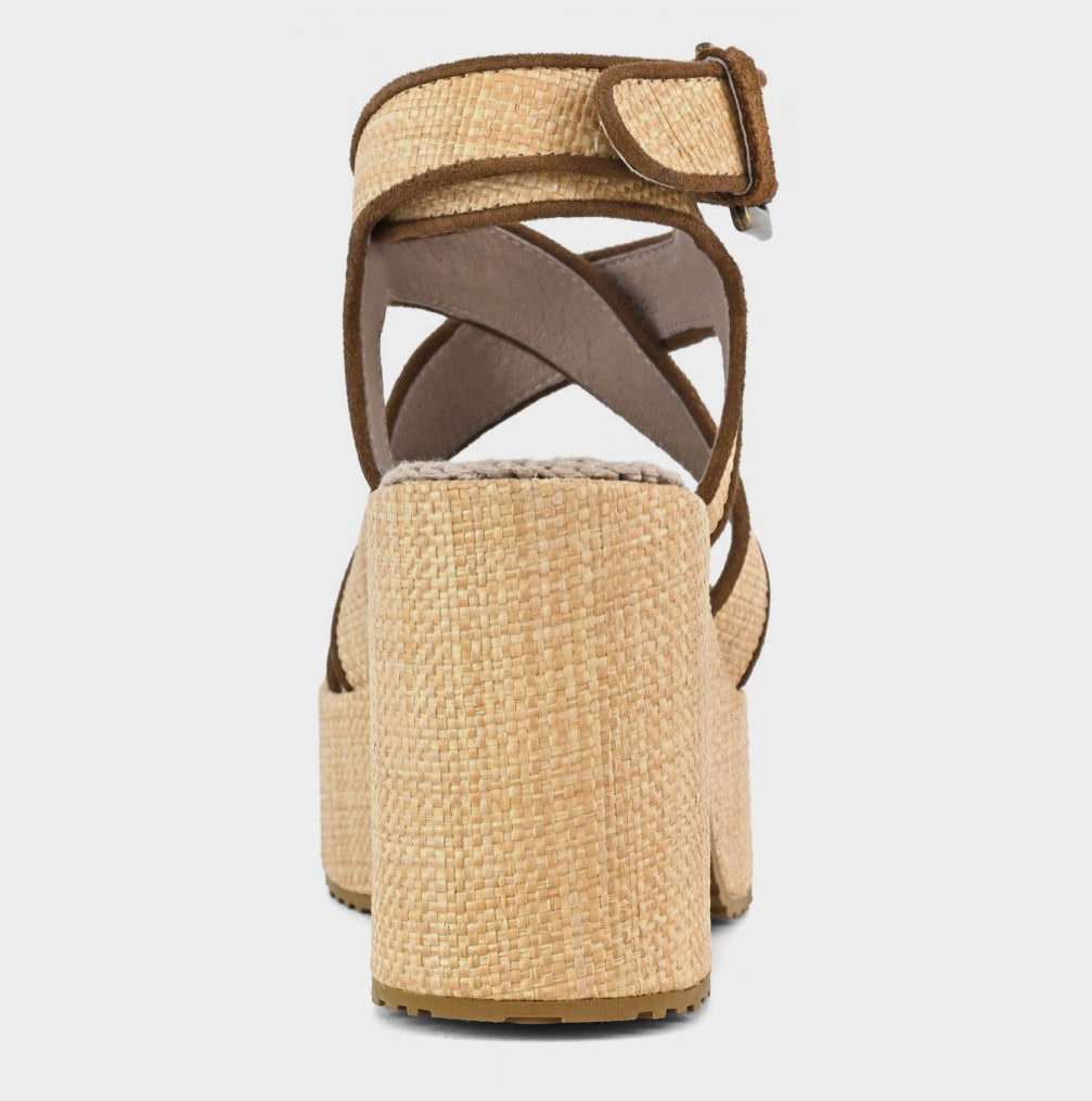 Raffia Platform Lace-Up Mou