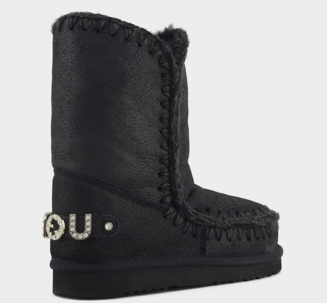 Mou Eskimo 24 With Rhinestones Logo Cracked Black