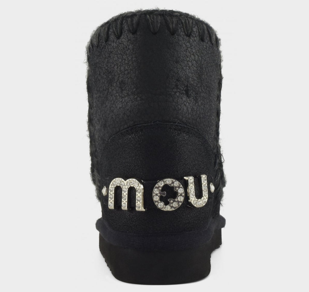 Mou Eskimo 18 Rhinestones Logo Cracked Black