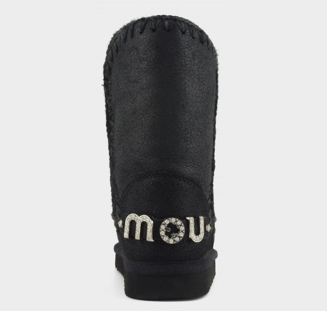 Mou Eskimo 24 With Rhinestones Logo Cracked Black