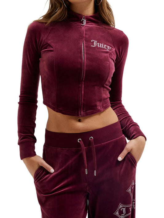 Felpa Crop Bordeaux Con Croce Juicy Couture