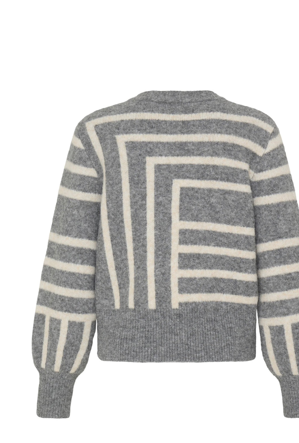 Maglione Donna Grigio con Fantasia Geometrica Panna
