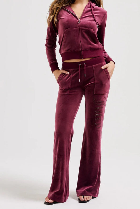 Pantalone Da Tuta In Velluto Con Diamanti Preziosi Juicy Couture