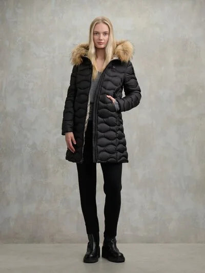 BLAUER PIUMINO LUNGO AD ONDE CON PELLICCIA LYNEL