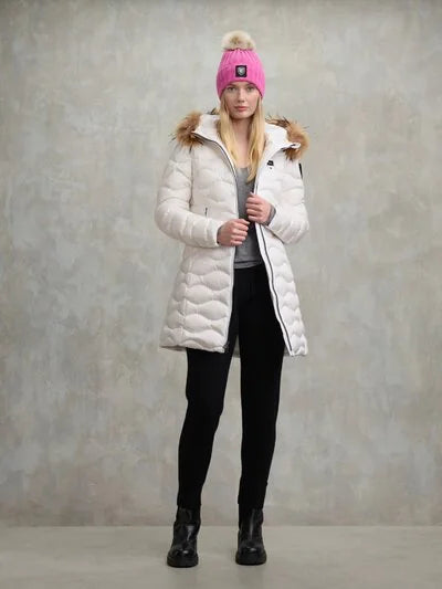 PIUMINO LUNGO AD ONDE CON PELLICCIA LYNEL