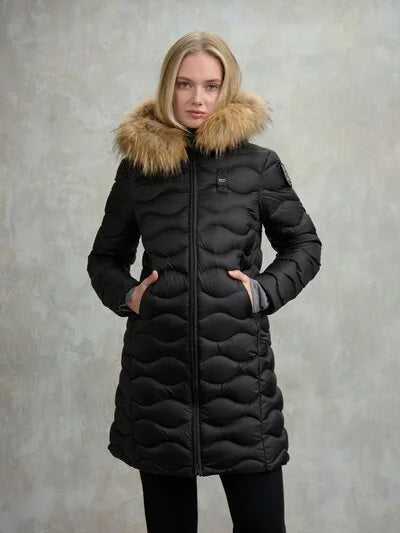 BLAUER PIUMINO LUNGO AD ONDE CON PELLICCIA LYNEL